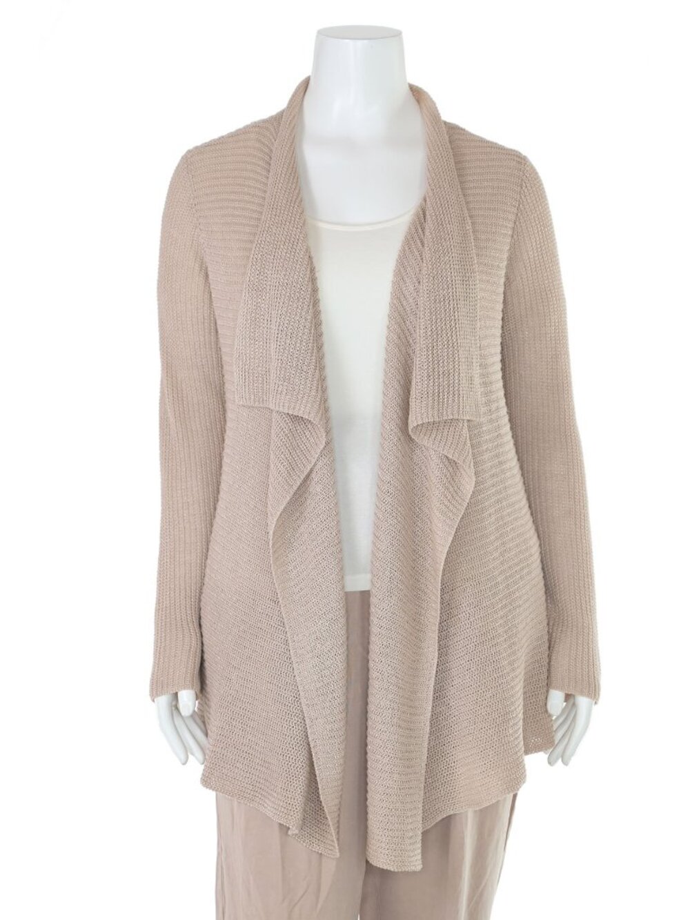 Eileen Fisher Natural 100% Organic Linen Waterfall Cardigan Sweater sz M